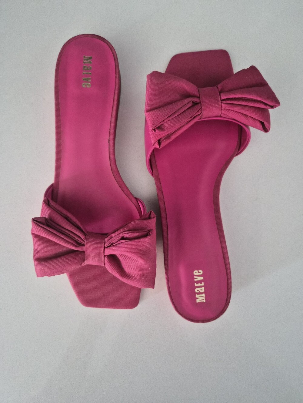 Maeve Hot Pink Bow Square Toe Slide On Flats Size 9